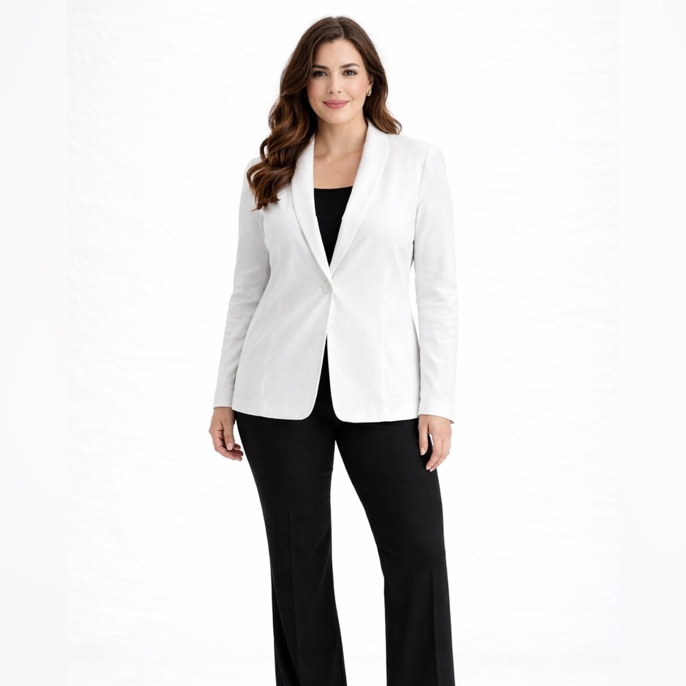 White Long Blazer Jacket Lightweight XL